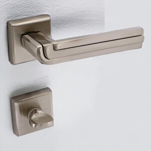Defne Lüx İnox Kare Rozetli Wc-banyo Kapısı Uyumlu Kapı Kolu Sağa Ve Sola Uygun Kapı Kolları 1 Takım