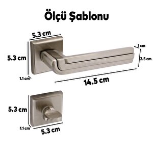 Defne Lüx İnox Kare Rozetli Wc-banyo Kapısı Uyumlu Kapı Kolu Sağa Ve Sola Uygun Kapı Kolları 1 Takım