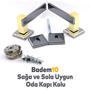 Begonya Lüx Füme Gold Kare Rozetli Oda Uyumlu Kapı Kolu Sağa Ve Sola Uygun Kapı Kolları 1 Takım