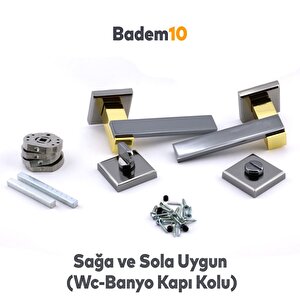 Begonya Lüx Füme Gold Kare Rozetli Oda Uyumlu Kapı Kolu Sağa Ve Sola Uygun Kapı Kolları 1 Takım