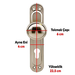 Kumru Aynalı Niken Kapı Tokmağı Topuzu Kolu Metal Tokmak Yale