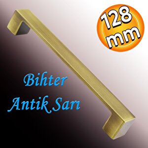 Bihter Düz Mobilya Mutfak Dolabı Çekmece Dolap Kapak Kulpu Kulbu Antik Sarı 128 Mm Metal Kulp