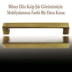 Bihter Düz Mobilya Mutfak Dolabı Çekmece Dolap Kapak Kulpu Kulbu Antik Sarı 128 Mm Metal Kulp