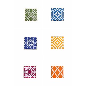 Morocco Karma Renk Bardak Altlığı 10x10cm 6 Parça