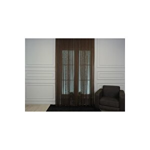 Murcia Dökümlü Tül Perde Pilesiz Acı Kahve 700x270 cm