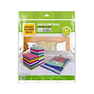 Magic Silver Vakumlu Giyisi Yastık Yorgan Saklama Torbası Poşeti Hurç - Jumbo - 73x130 Cm. -3 Paket