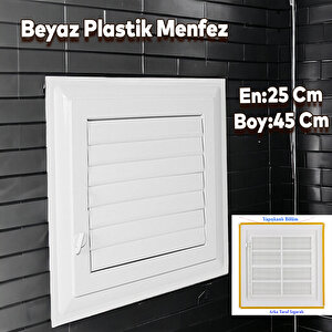 Menfez Banyo Wc Tuvalet Lavabo Havalandırma Plastik Panjur Beyaz 25x45 Cm