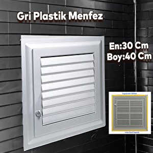 Menfez Banyo Wc Tuvalet Havalandırma Plastik Panjur Gri 30x40 Cm