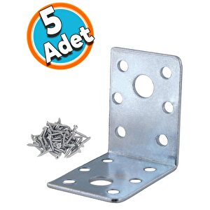 Mobilya Dolap Köşe Bağlantı Sabitleme L Demir Köşebent Gönye 50x50x35 Mm (5 Adet)