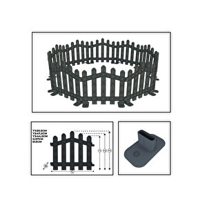 Dekoratif Plastik Alan Oluşturma ve Bahçe Çiti 1 ADET ÇİT (Y: 50 CM / G: 55 CM) SERT ZEMİN AYAKLI - Yeşil