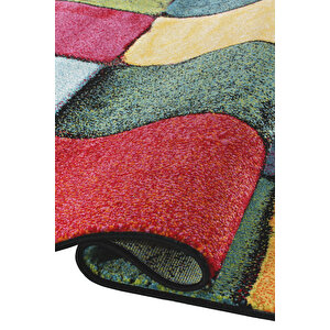 Renkli Kare Duvar Taşı Modern Dokuma Halı 160x230 cm