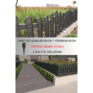 Dekoratif Plastik Bahçe ve Peyzaj Çiti 1 ADET ÇİT (Y: 50 CM / G: 55 CM) TOPRAK AYAKLI - Antrasit Gri Antrasit Gri