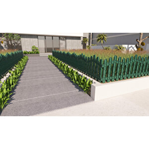 Dekoratif Plastik Alan Oluşturma Çiti Ve Bahçe Çiti Toprak Zemin Ayaklı 10 Parça Yeşil