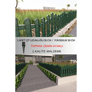 Dekoratif Plastik Bahçe ve Peyzaj Çiti 1 ADET ÇİT (Y: 50 CM / G: 55 CM) TOPRAK AYAKLI - Yeşil Yeşil