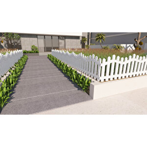 Dekoratif Plastik Alan Oluşturma Çiti Ve Bahçe Çiti Toprak Zemin Ayaklı 10 Parça Beyaz Beyaz