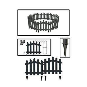 Dekoratif Plastik Bahçe ve Peyzaj Çiti 10 ADET ÇİT (Y: 50 CM / G: 5.5 M) TOPRAK AYAKLI - Kahverengi