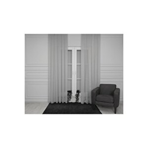 Murcia Dökümlü Tül Perde Pilesiz Gri 500x260 cm