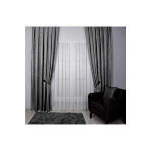 Hasır Dokulu Lüks Fon Perde Pilesiz Tek Kanat Taş 180x280 cm