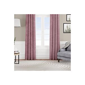 Kadife Dokulu Fon Perde Pilesiz Tek Kanat Gül Kurusu 100x280 cm