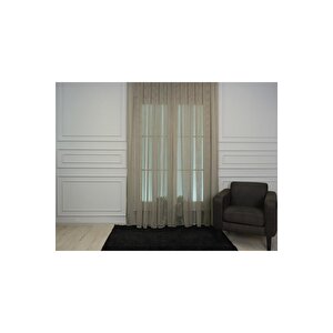 Murcia Dökümlü Tül Perde Pilesiz Bej 600x270 cm