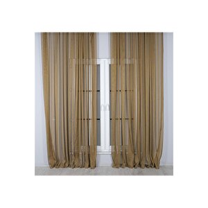 Murcia Dökümlü Tül Perde Pilesiz Altın 600x270 cm