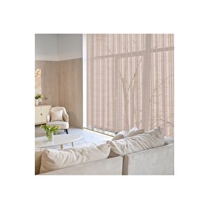 Keten Görünümlü Düz Tül Perde Pilesiz Pudra Pembe 70x280 cm