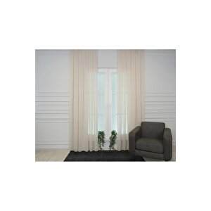 Murcia Dökümlü Tül Perde Pilesiz Krem 200x280 cm