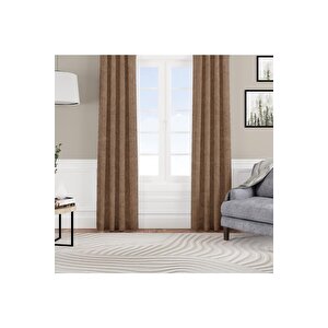 Kadife Dokulu Fon Perde Pilesiz Tek Kanat Camel 180x270 cm