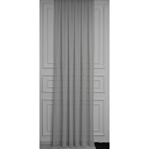 Damla Keten Görünümlü Leno Tül Perde Pilesiz Gri 600x270 cm