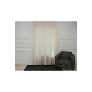 Murcia Dökümlü Tül Perde Pilesiz Krem 200x270 cm