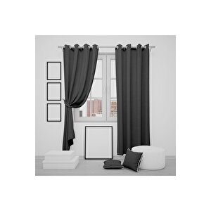 Halkalı Blackout Karartma Tek Kanat Fon Perde Siyah 220x260 cm