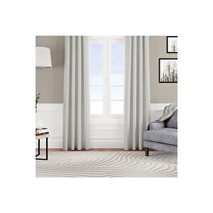 Kadife Dokulu Fon Perde Pilesiz Tek Kanat Açık Krem 300x260 cm