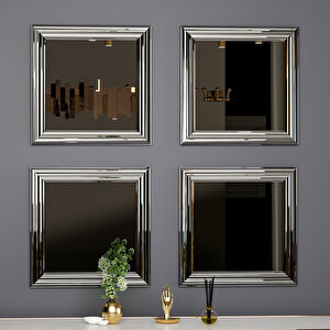 4'lü Gümüş Çerçeveli Dekoratif Salon Dresuar Aynası