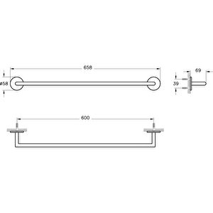 Vitra Origin A44897 Havluluk, 60 Cm, Krom