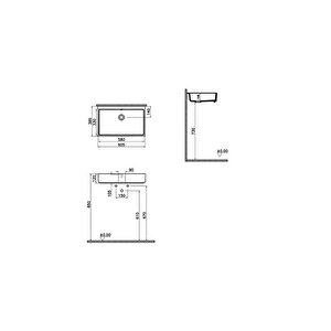 Vitra Archiplan 7404b076-0016 dar Lavabo, Mat Taş Gri