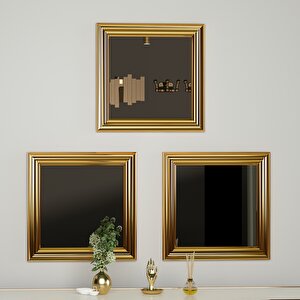 3'lü Gold Çerçeveli Ayna 40x40 Cm Pg002
