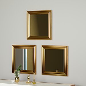 3'lü Gold Çerçeveli Ayna 40x40 Cm Pg002