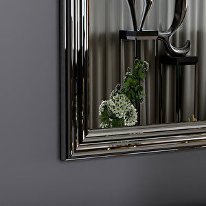 3' Lü Gümüş Çerçeveli Dekoratif Salon Dresuar Aynası O100t