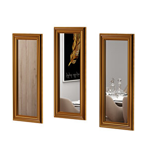 Lavia Takımı 3'lü Dekoratif Gold Çerçeveli Salon Aynası