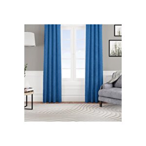 Kadife Dokulu Fon Perde Pilesiz Tek Kanat Açık Mavi 350x270 cm