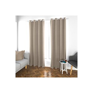 Halkalı Blackout Karartma Tek Kanat Fon Perde Sütlü Kahve 300x270 cm