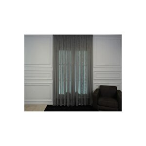 Murcia Dökümlü Tül Perde Pilesiz Koyu Gri 800x260 cm