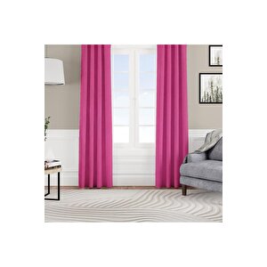 Kadife Dokulu Fon Perde Pilesiz Tek Kanat Fuşya 220x270 cm