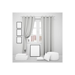 Halkalı Blackout Karartma Tek Kanat Fon Perde Açık Gri 140x260 cm