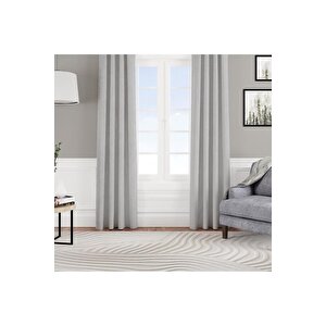 Kadife Dokulu Fon Perde Pilesiz Tek Kanat Açık Gri 180x270 cm