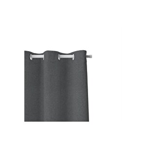 Halkalı Blackout Karartma Tek Kanat Fon Perde Koyu Gri 220x270 cm