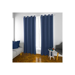 Halkalı Blackout Karartma Tek Kanat Fon Perde Lacivert 140x260 cm