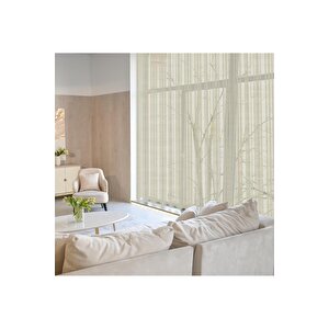 Keten Görünümlü Düz Tül Perde Pilesiz Krem 70x270 cm
