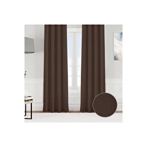 Keten Görünümlü Tek Kanat Fon Perde Acı Kahve 180x270 cm