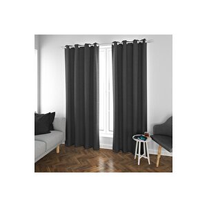 Halkalı Blackout Karartma Tek Kanat Fon Perde Siyah 100x280 cm